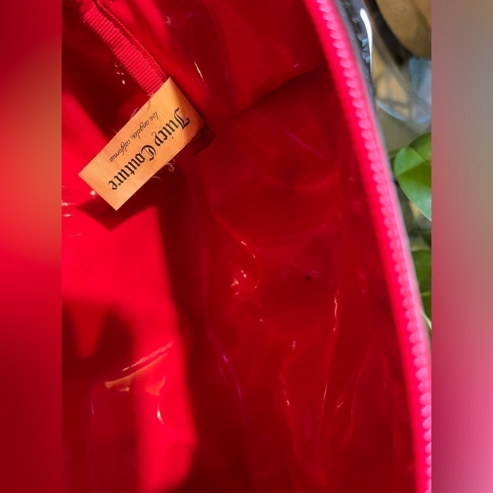 Juicy Couture Cosmetic Bag-Black with White Lettering and Pink Closure Zipper - Picture 4 of 5
